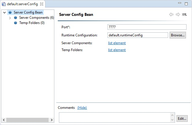 prepare server configuration server config bean