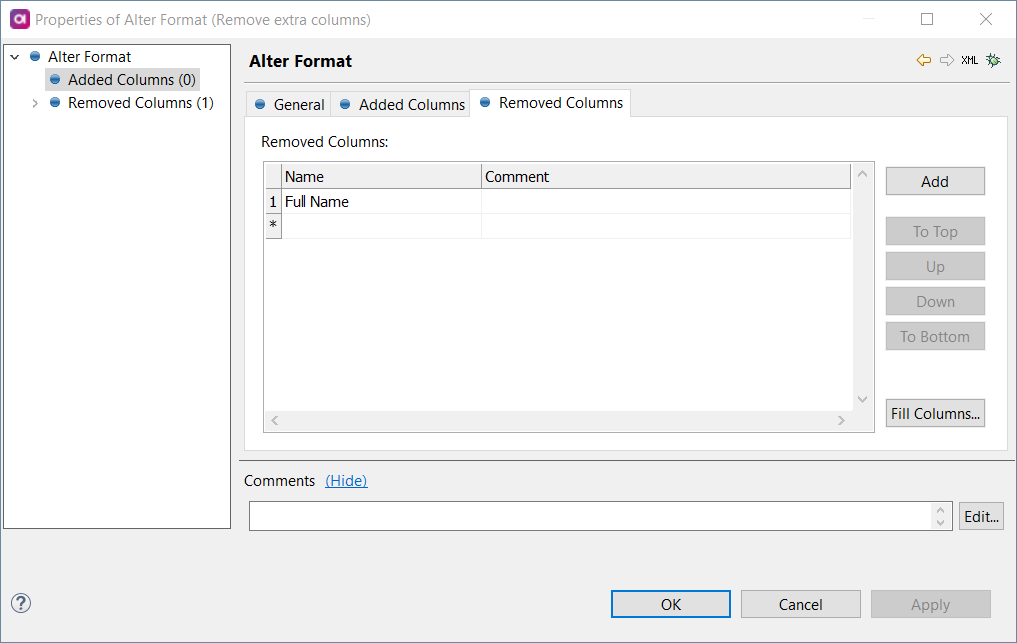 Configure Alter format