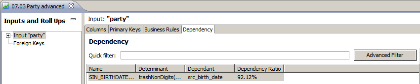 Dependency tab