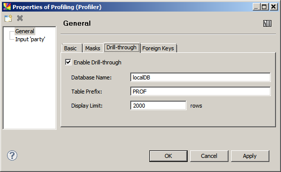 Profiling step - Drill-through settings