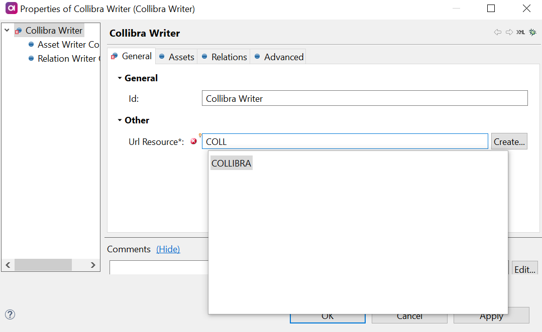 Configure Collibra Writer - General