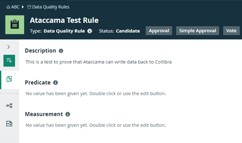 Rule created in Collibra