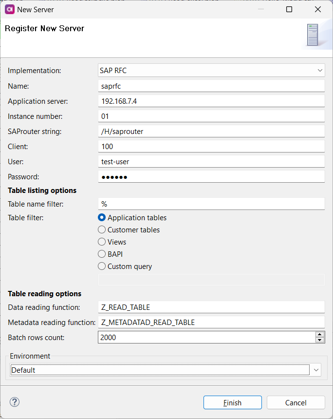 SAP RFC implementation