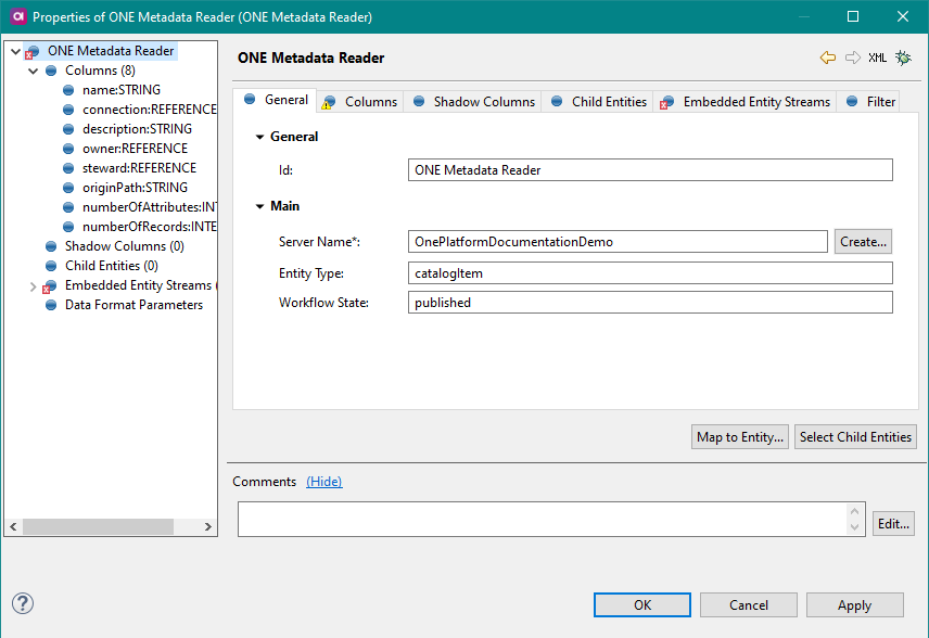 Metadata Reader configuration - General