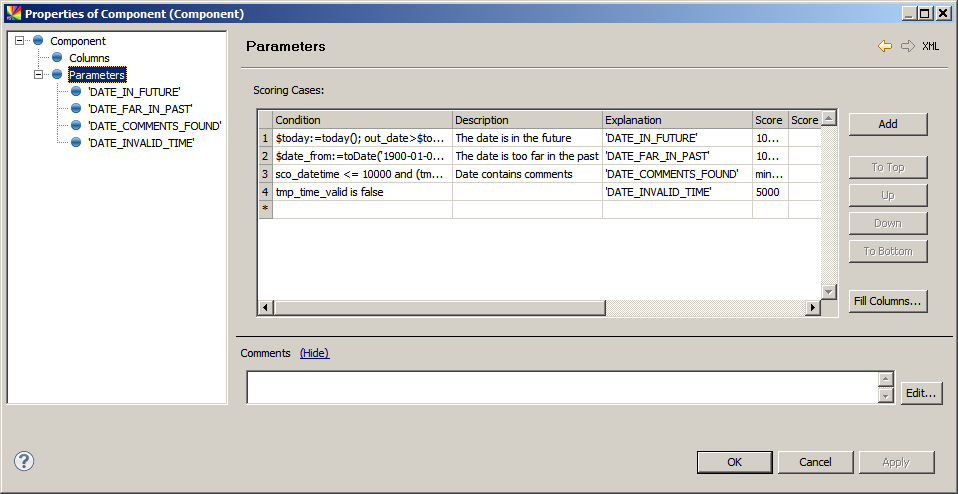 Set parameter values