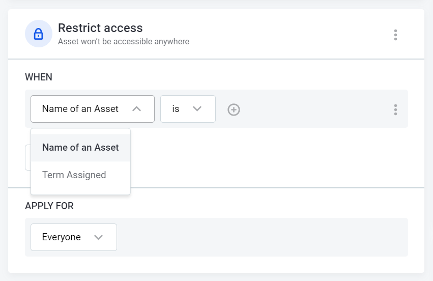 policy management restrict access settings