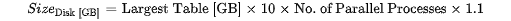 Calculate the storage sizing