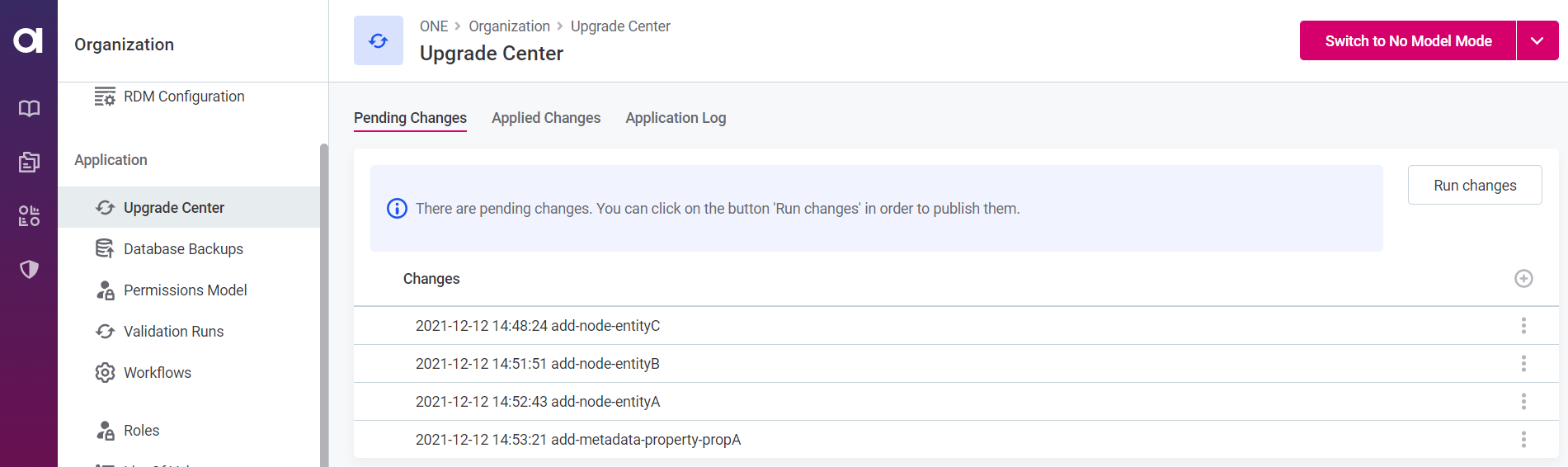 System changes No Model Mode