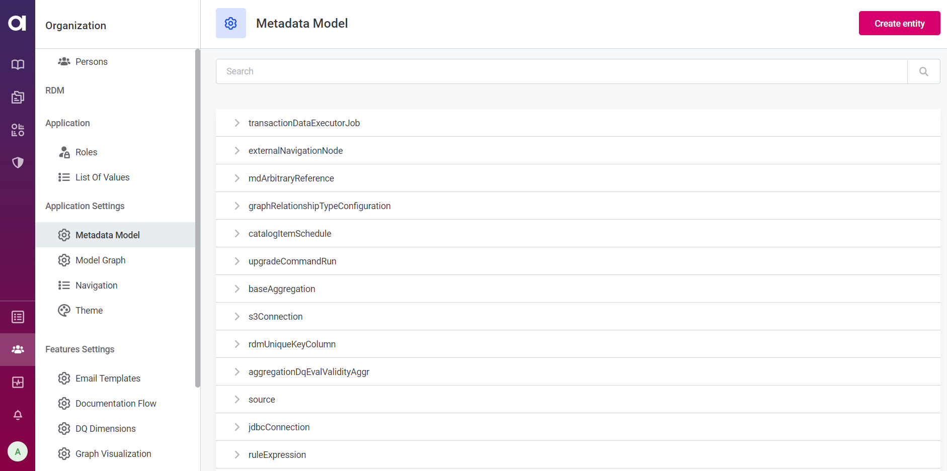 metadata model list