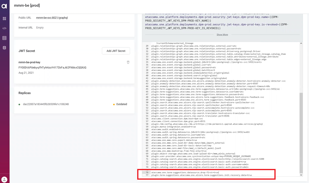 metadata backup term suggestion database