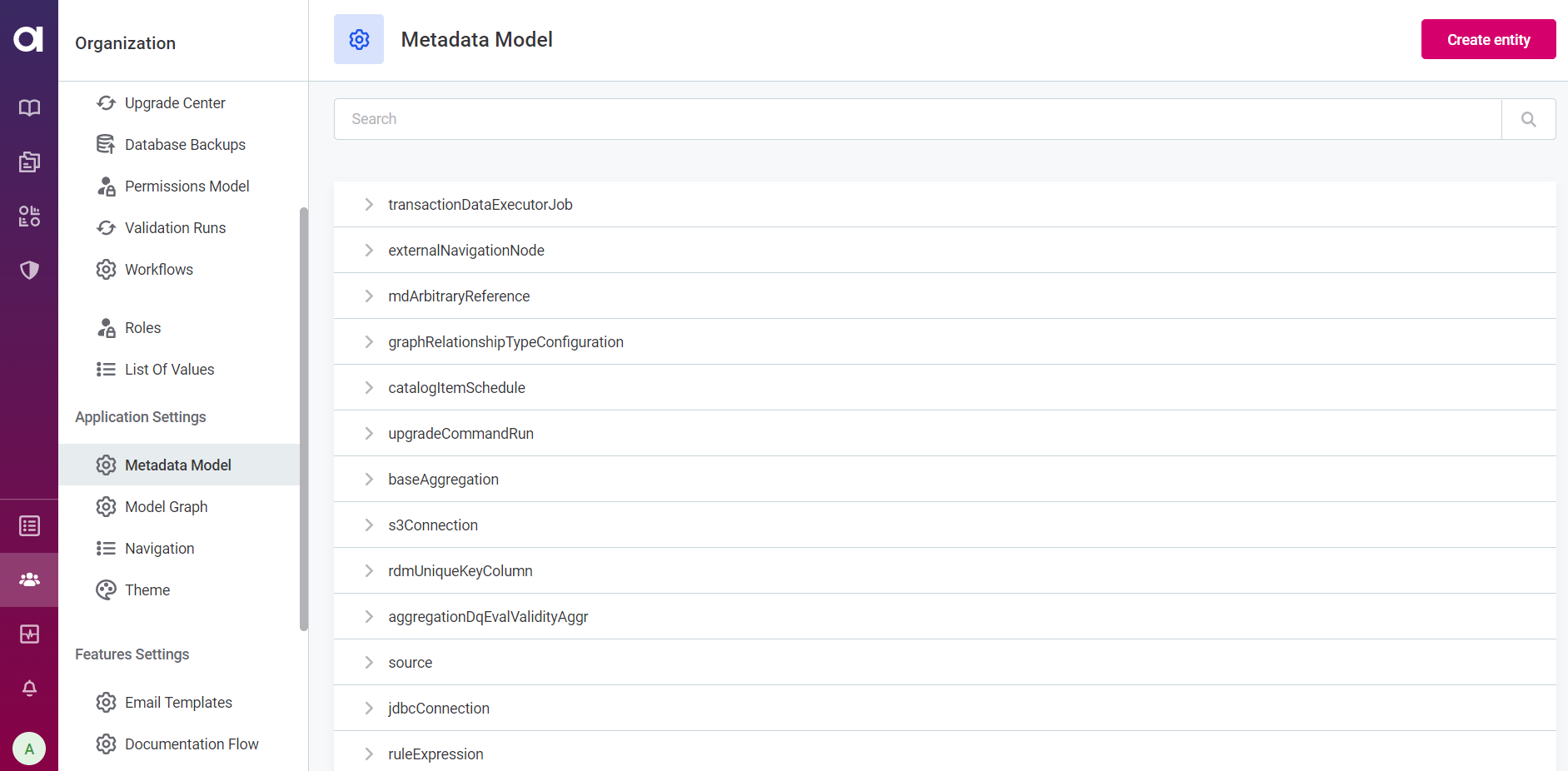 metadata model list