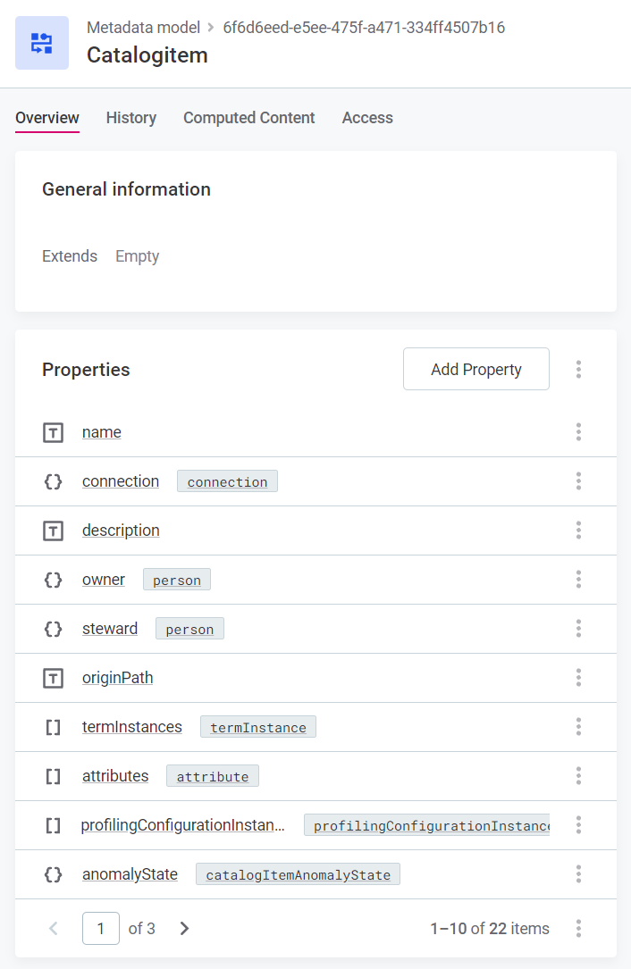 Extension example catalogItem properties