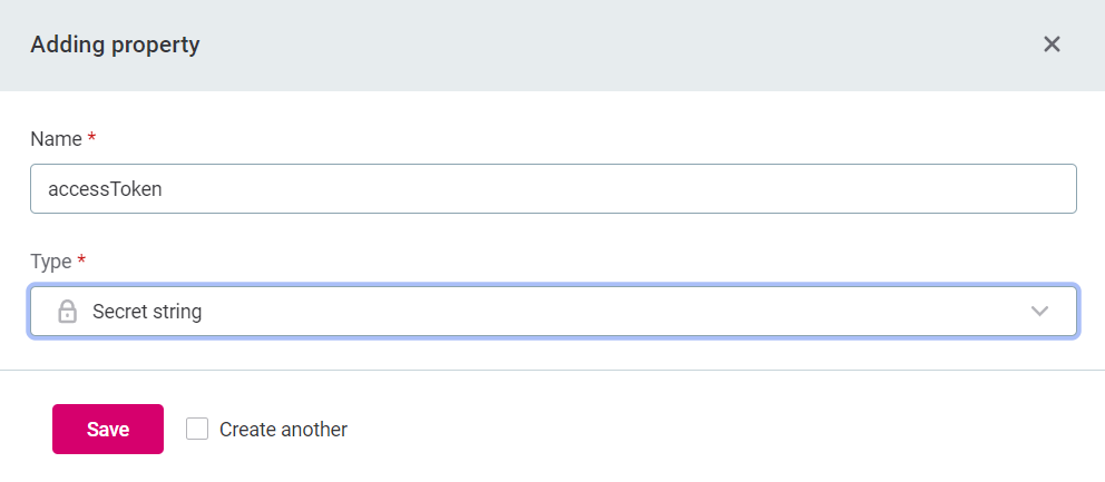 Secret string property type example configuration 01