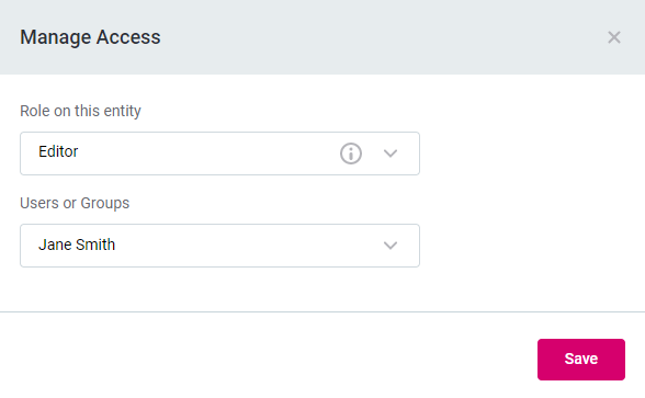 sharing assets manage access tab single user