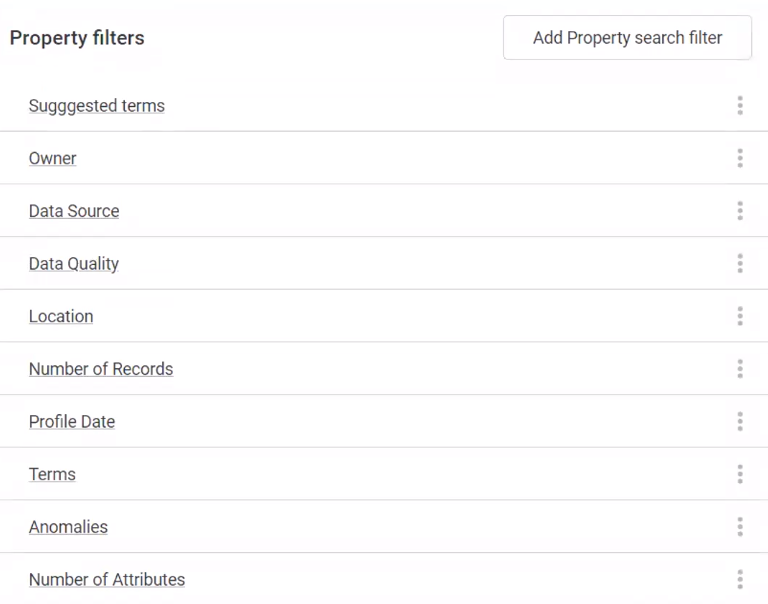 configure full text search property filters