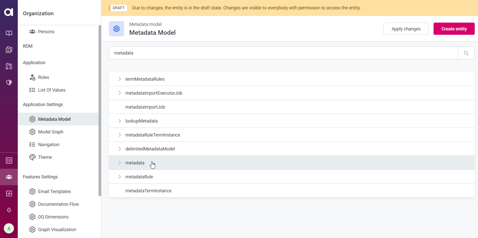 metadata root node