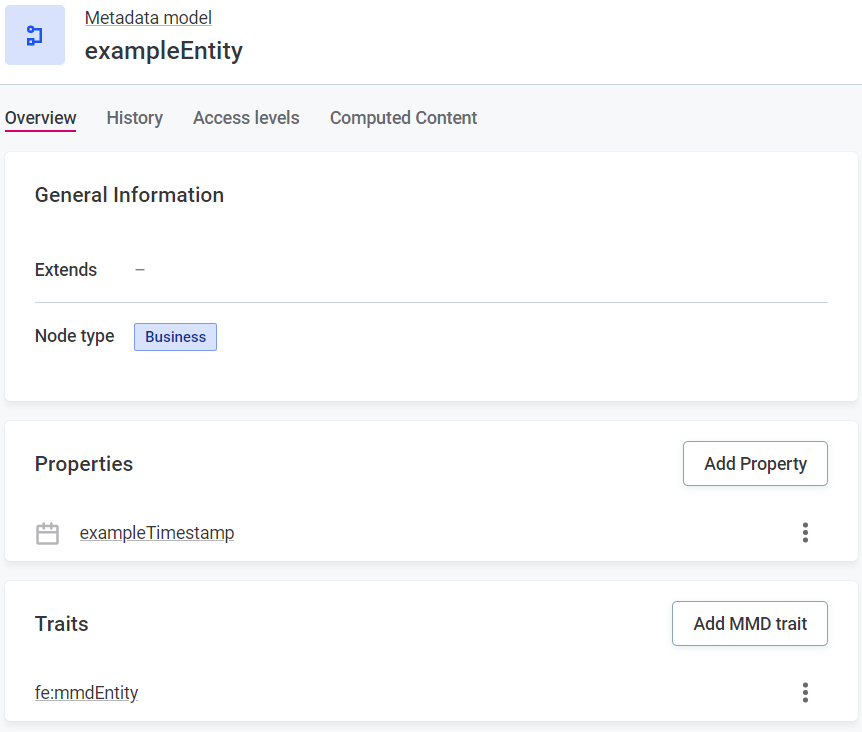 Timestamp property type example configuration