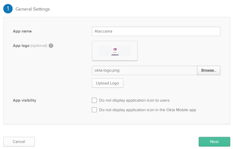 okta integration general settings