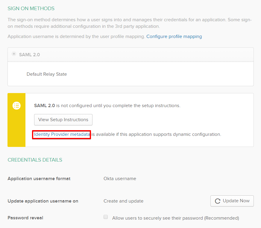 okta integration identity provider metadata