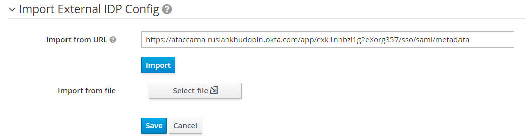 okta integration import external config