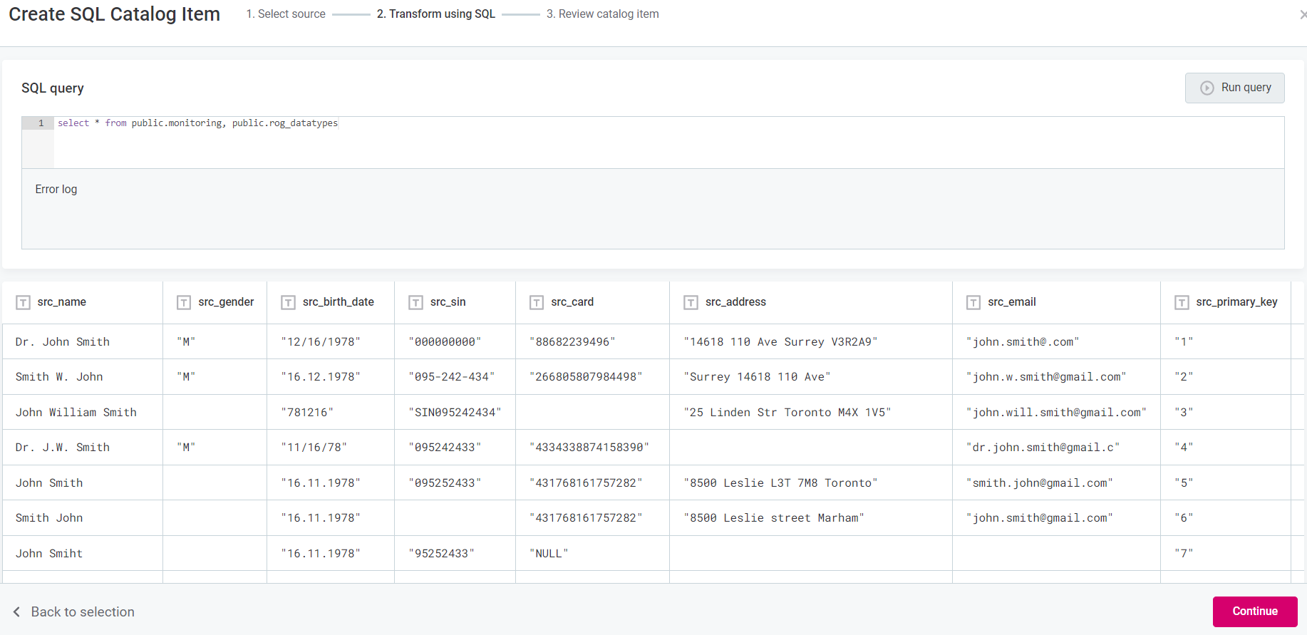 Run SQL query: Query successful