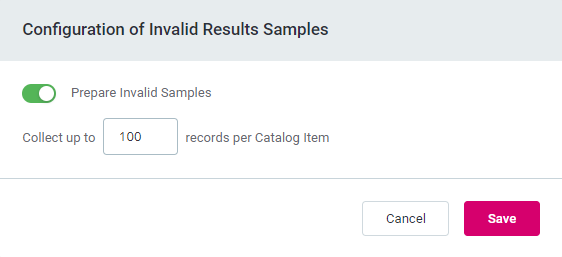 Settings invalid samples
