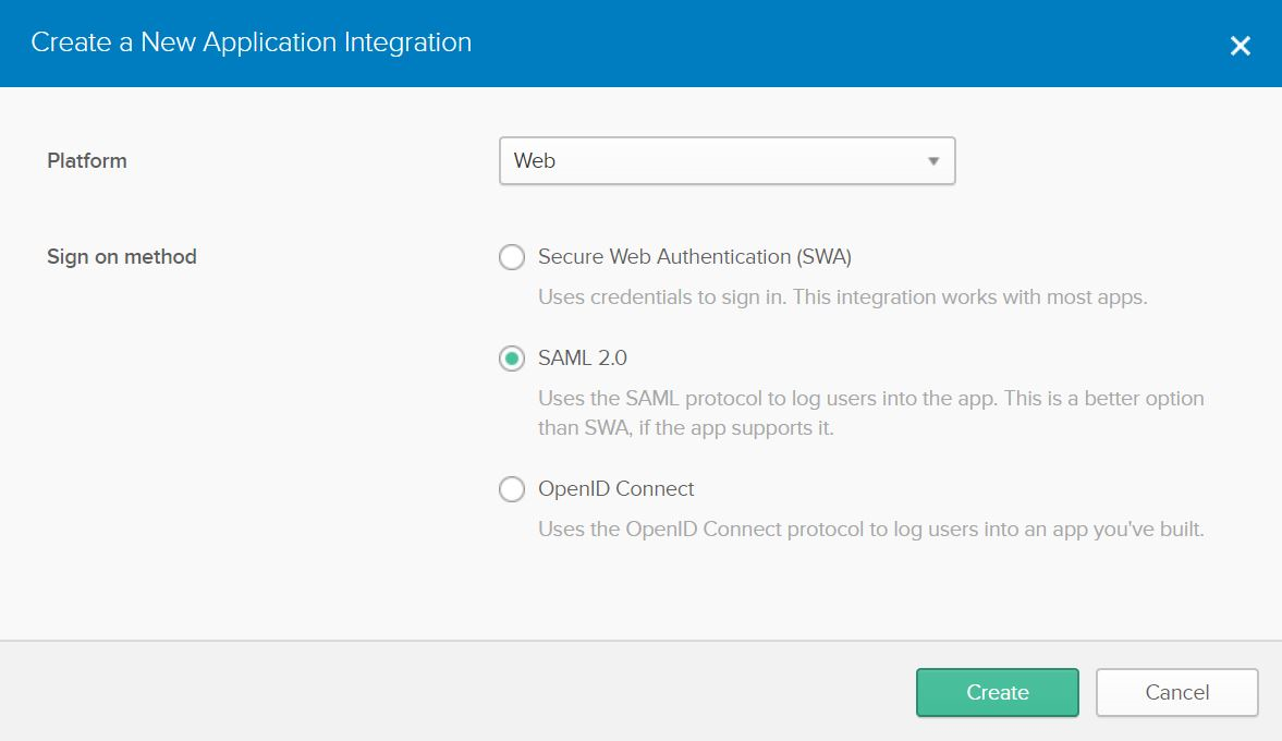 okta integration create new app int