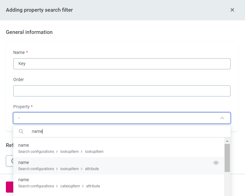 configuring full text search adding property search filter name