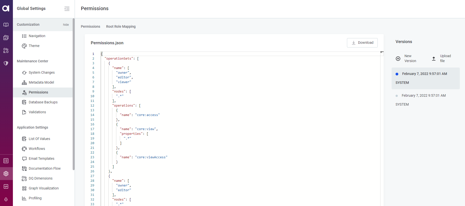 one metadata model reference permissions