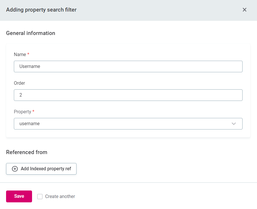 configuring full text search add indexed property search filter