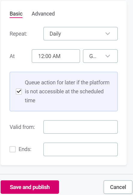 Schedule profiling - basic configuration