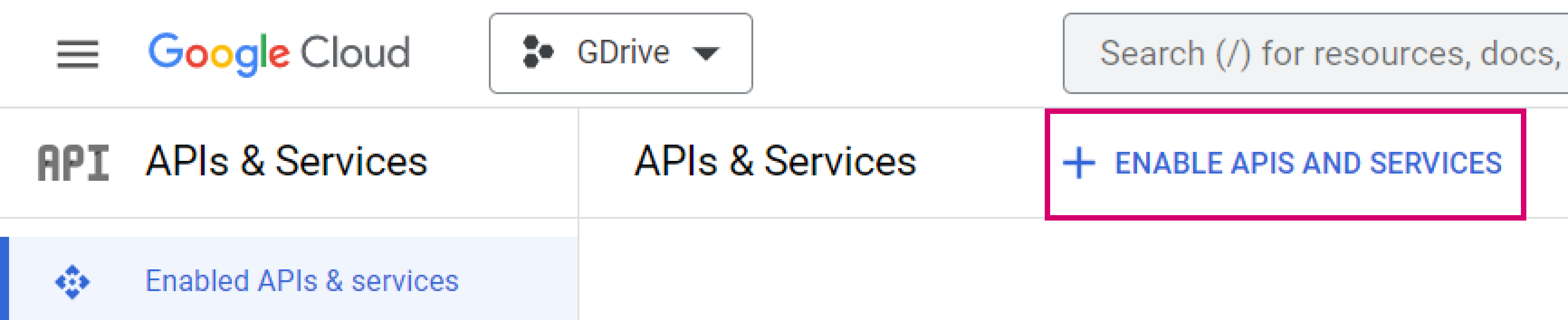 Enable APIs and services