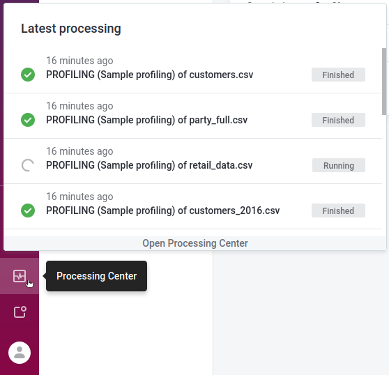 Track profiling progress