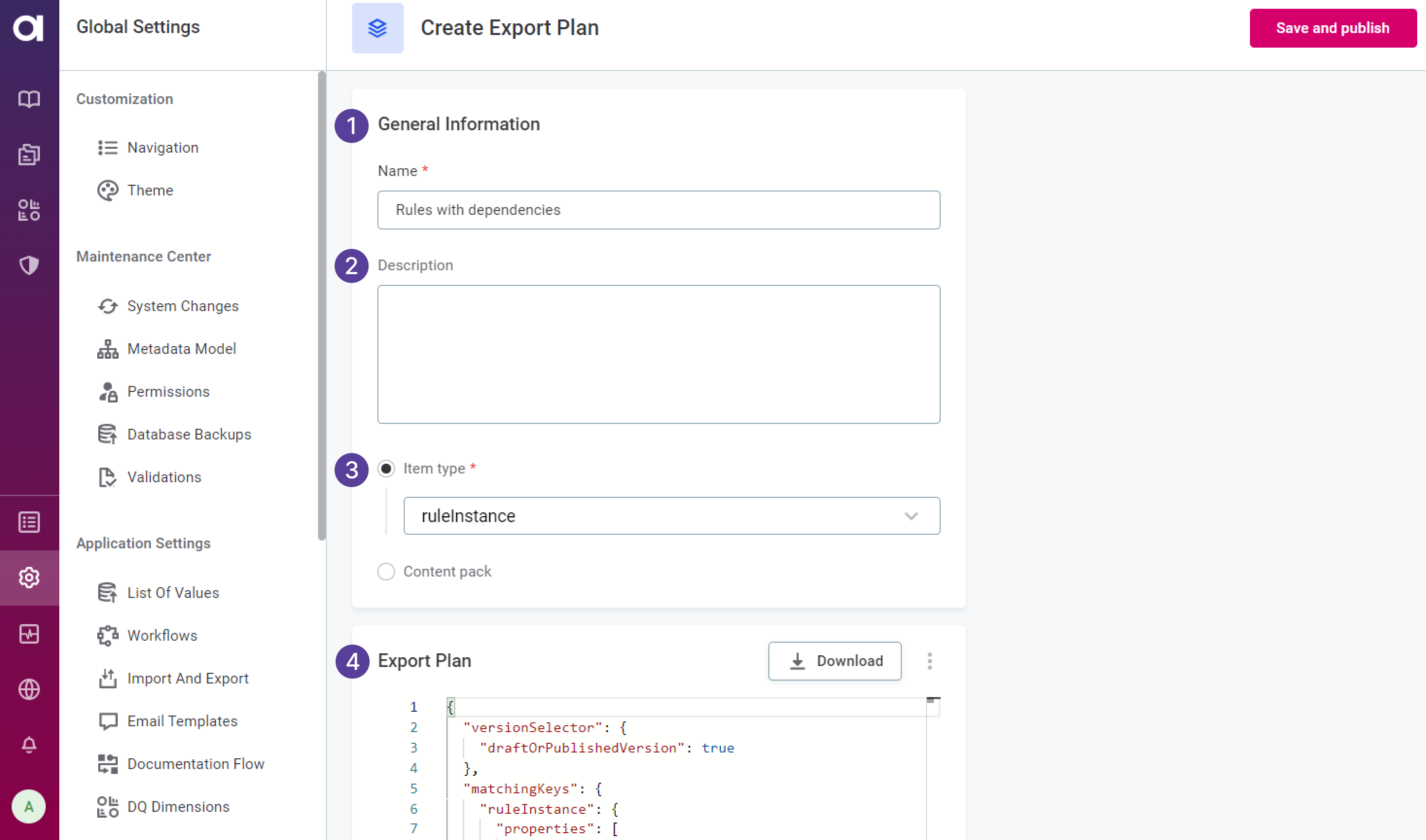 Create export plan