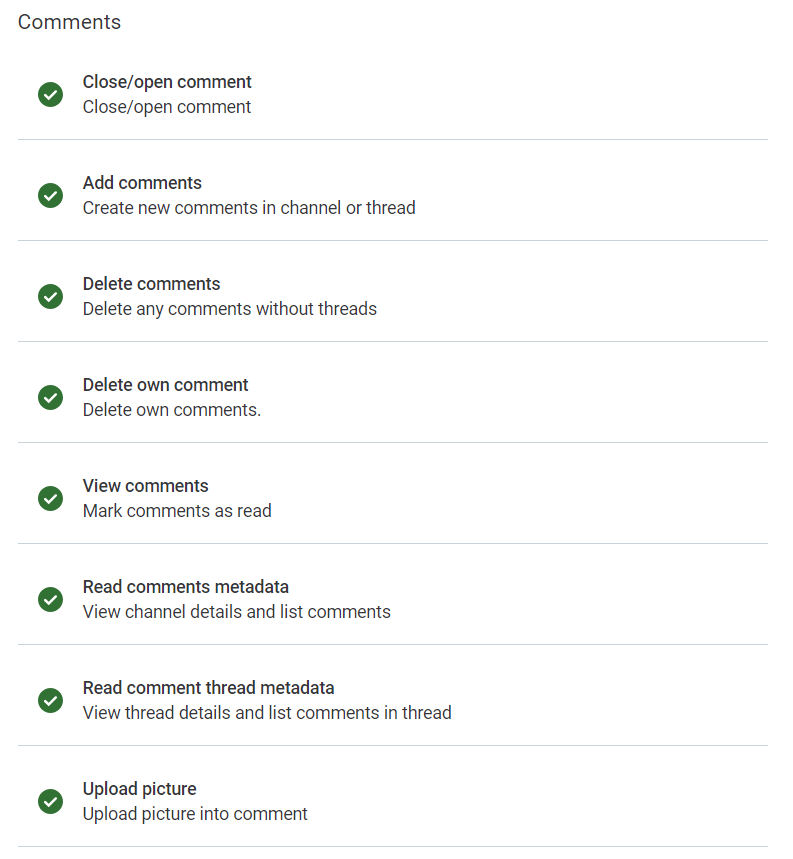 Comment permissions