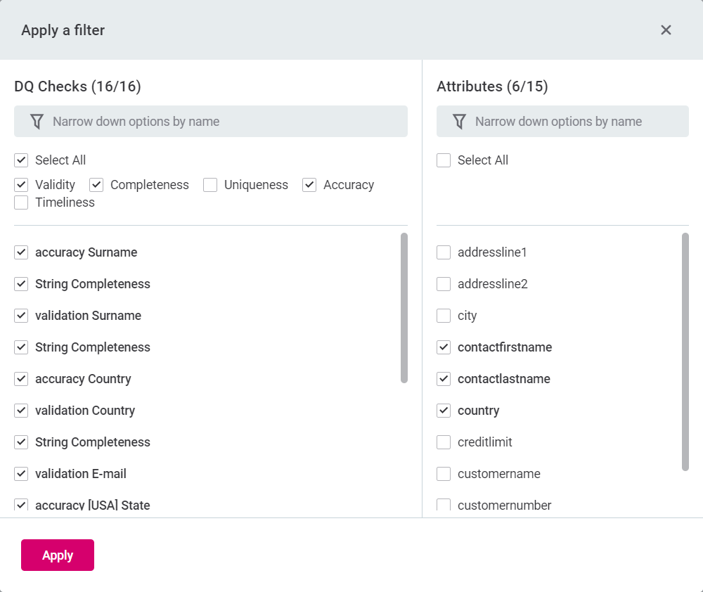 Filter list of invalid samples