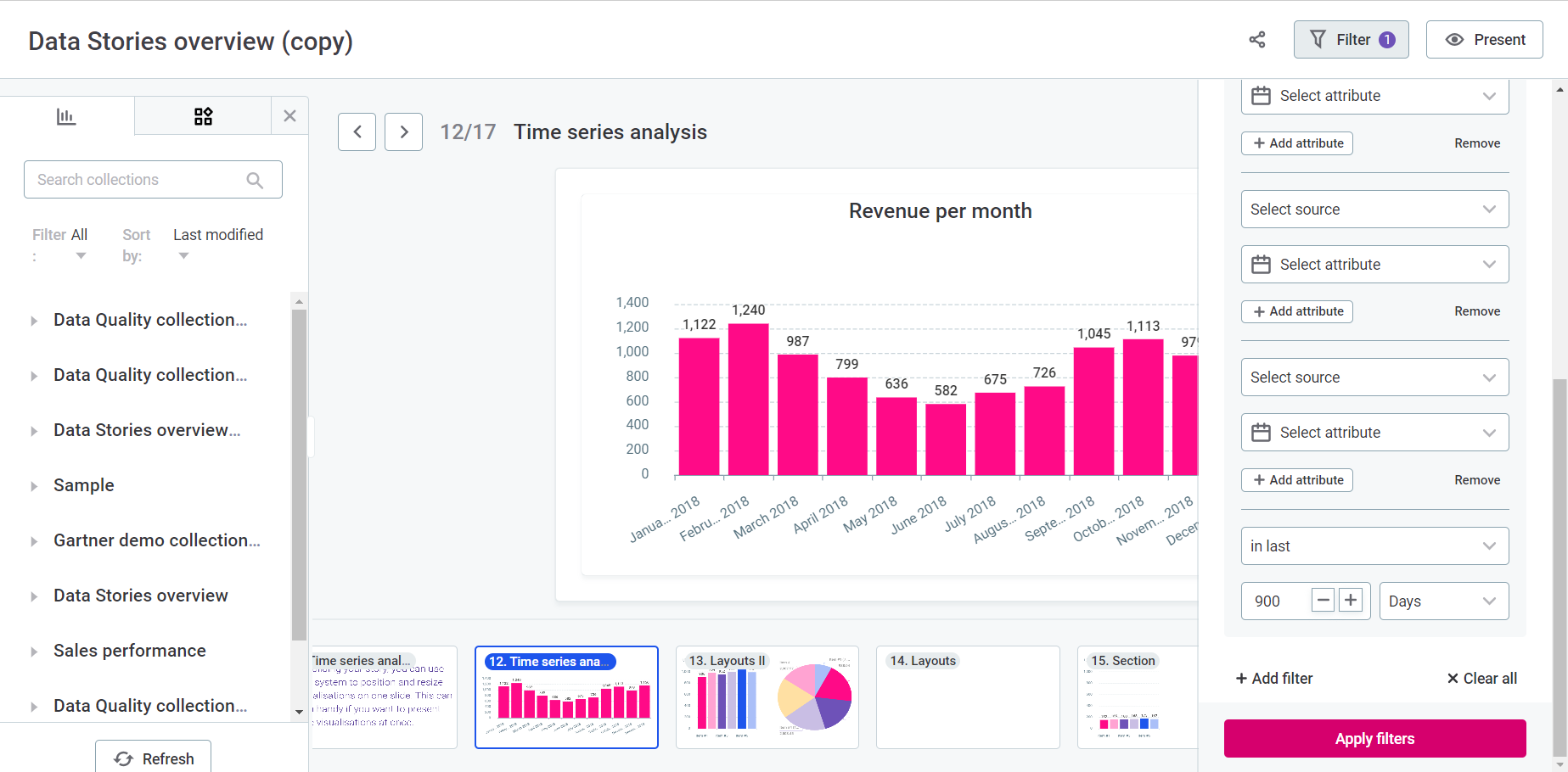 stories filters filters button select data source attributes