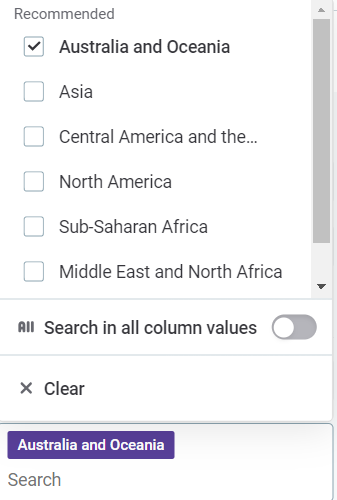 visualization filters enter values text attributes text entry 2