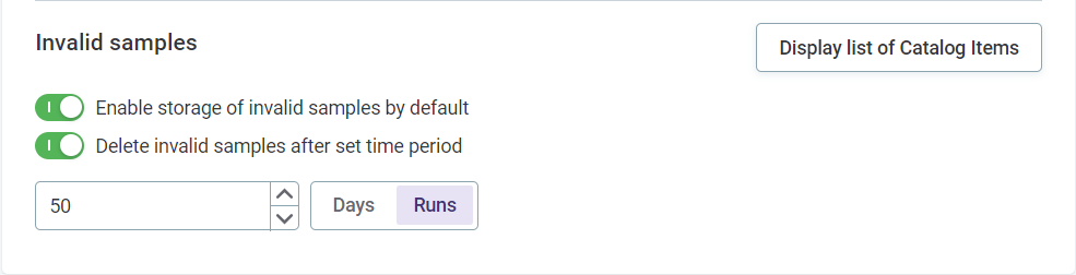 Enable deletion of invalid samples for catalog item