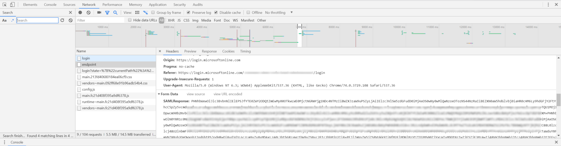 SAML response