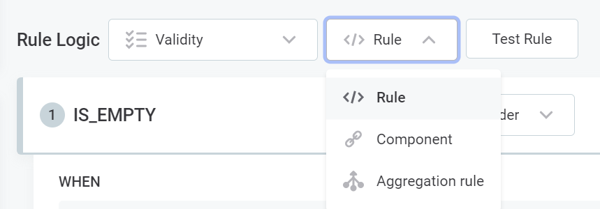 Aggregation rule dropdown