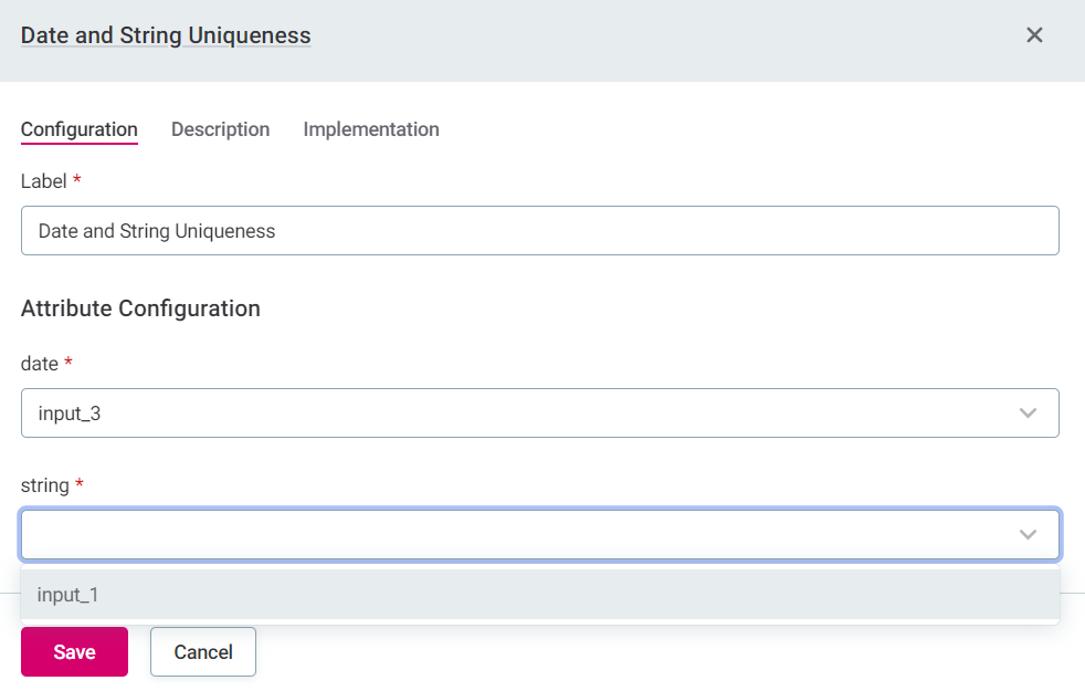 Multi-input rule attribute configuration