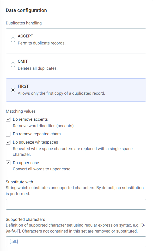 Data configuration