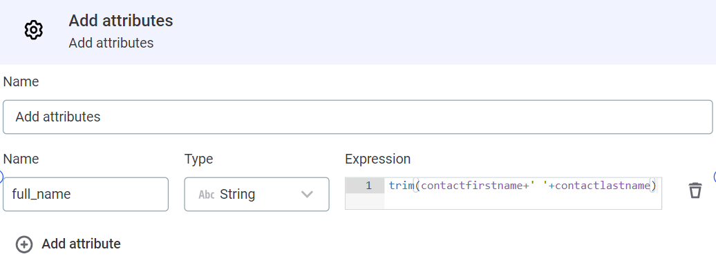 configure add attributes step