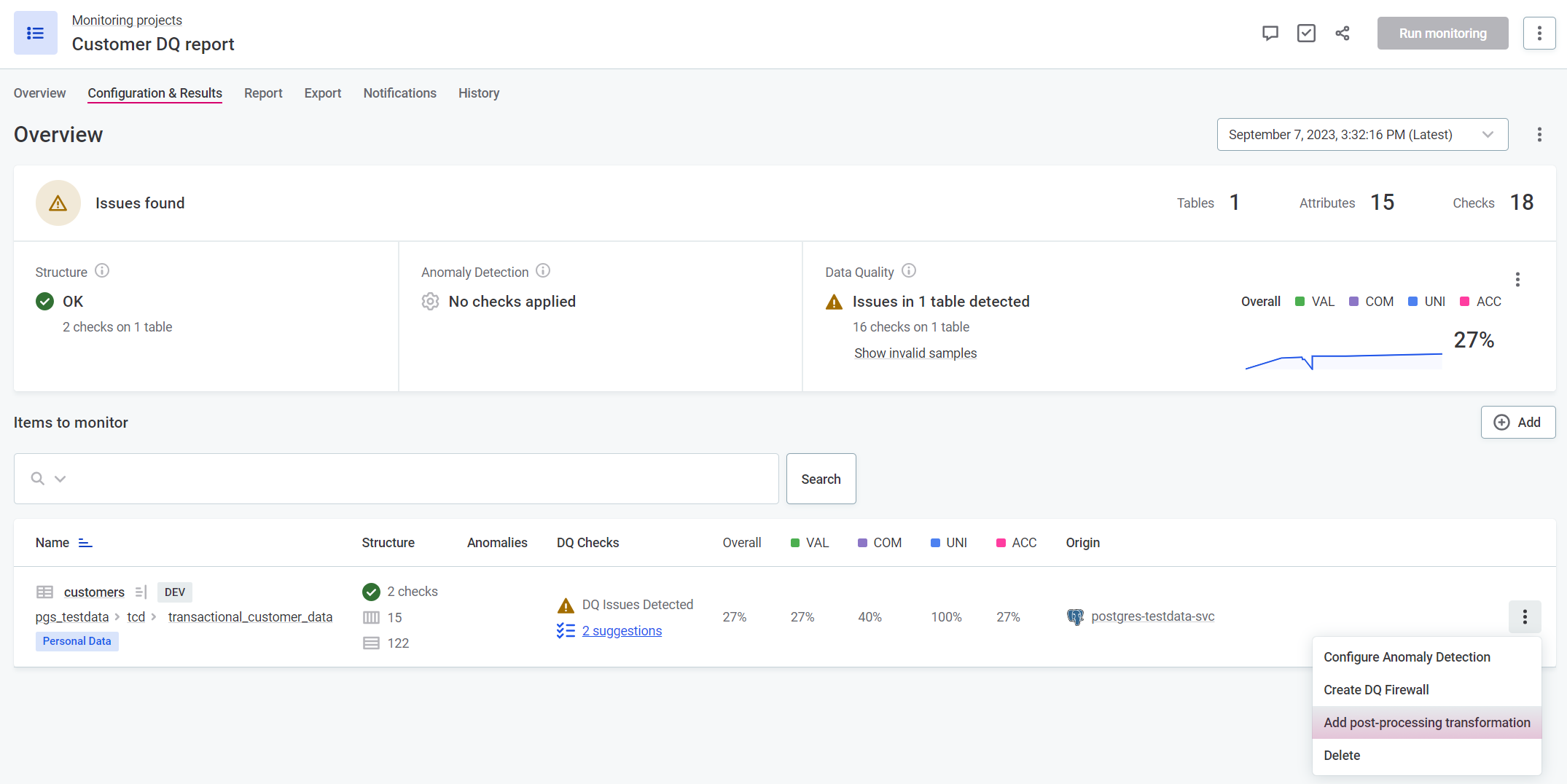 Add post processing transformation plan from monitoring project catalog item