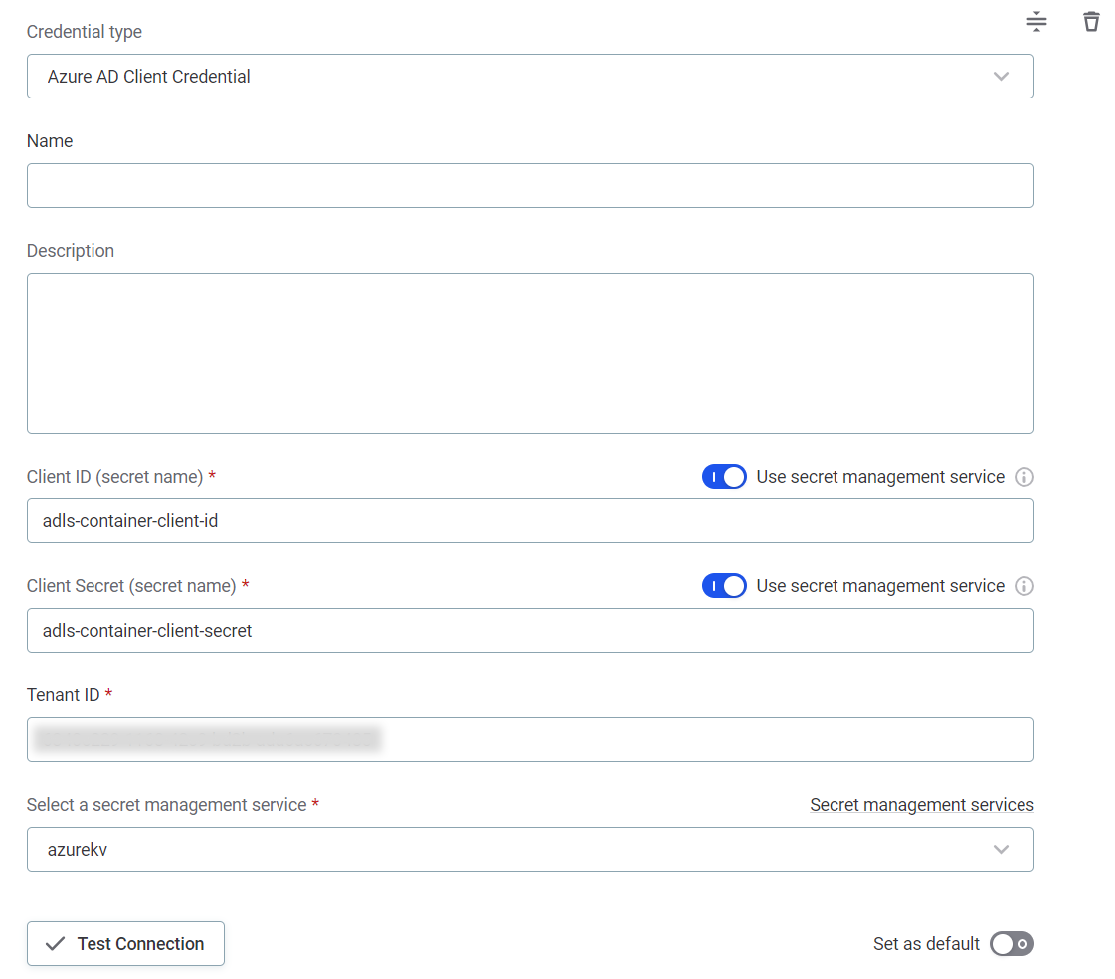 Configure credentials Azure AD