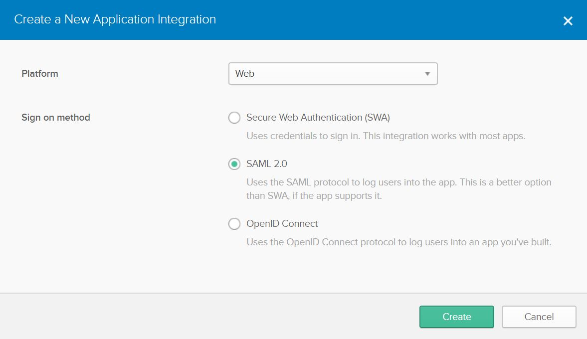 Create a new application integration