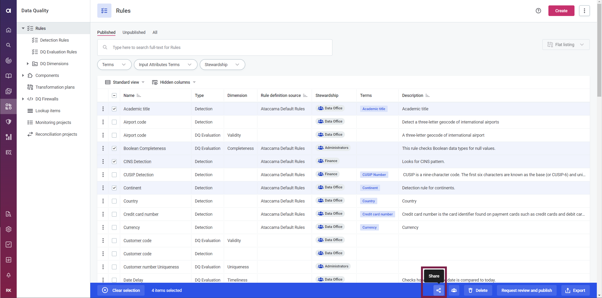 share access to assets and assign stewardship in bulk share