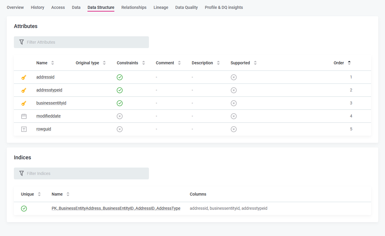 Data Structure tab