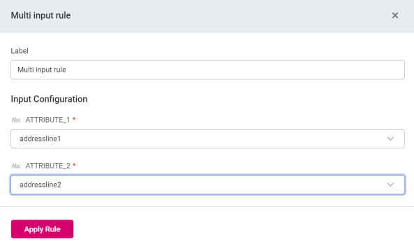 Configure multi-input rule dialog